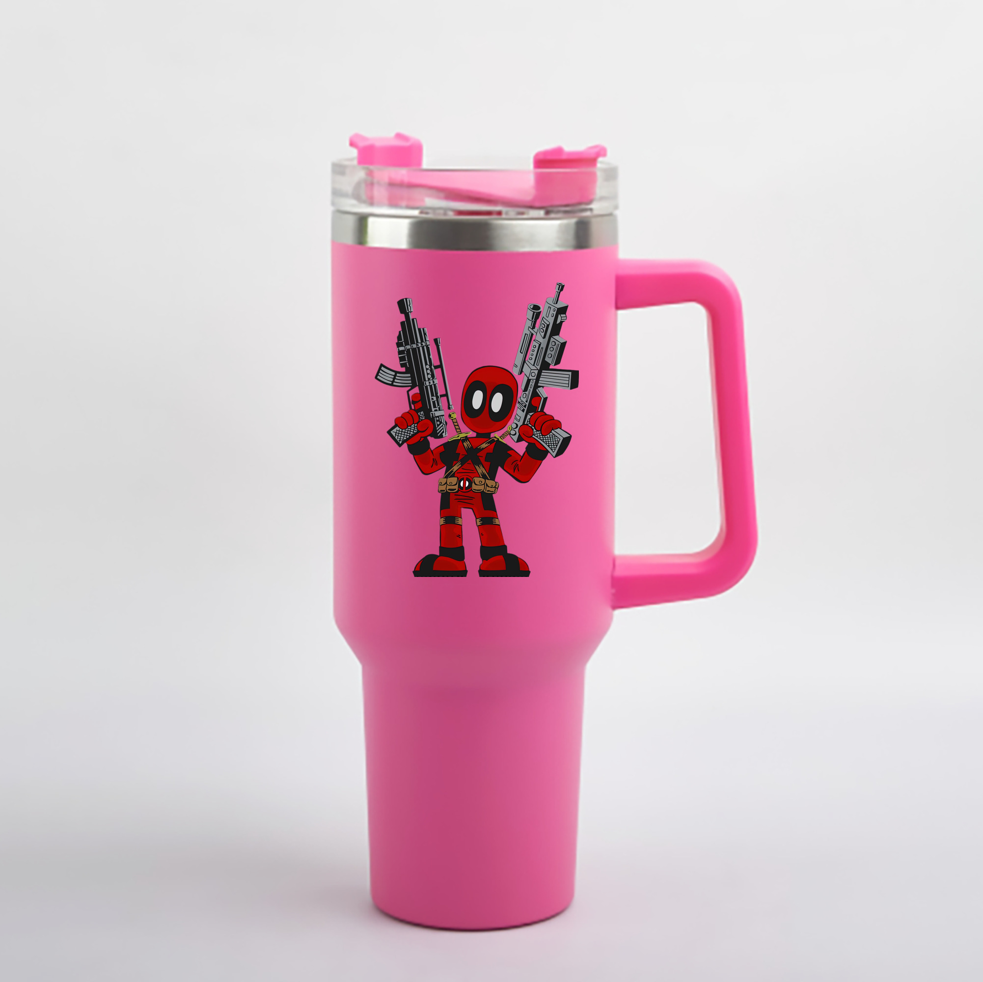 （画像用） Deadpool デッドプール 1200mL車用タンブラー - クリスタルステッカー（プラスチックストロー付き）